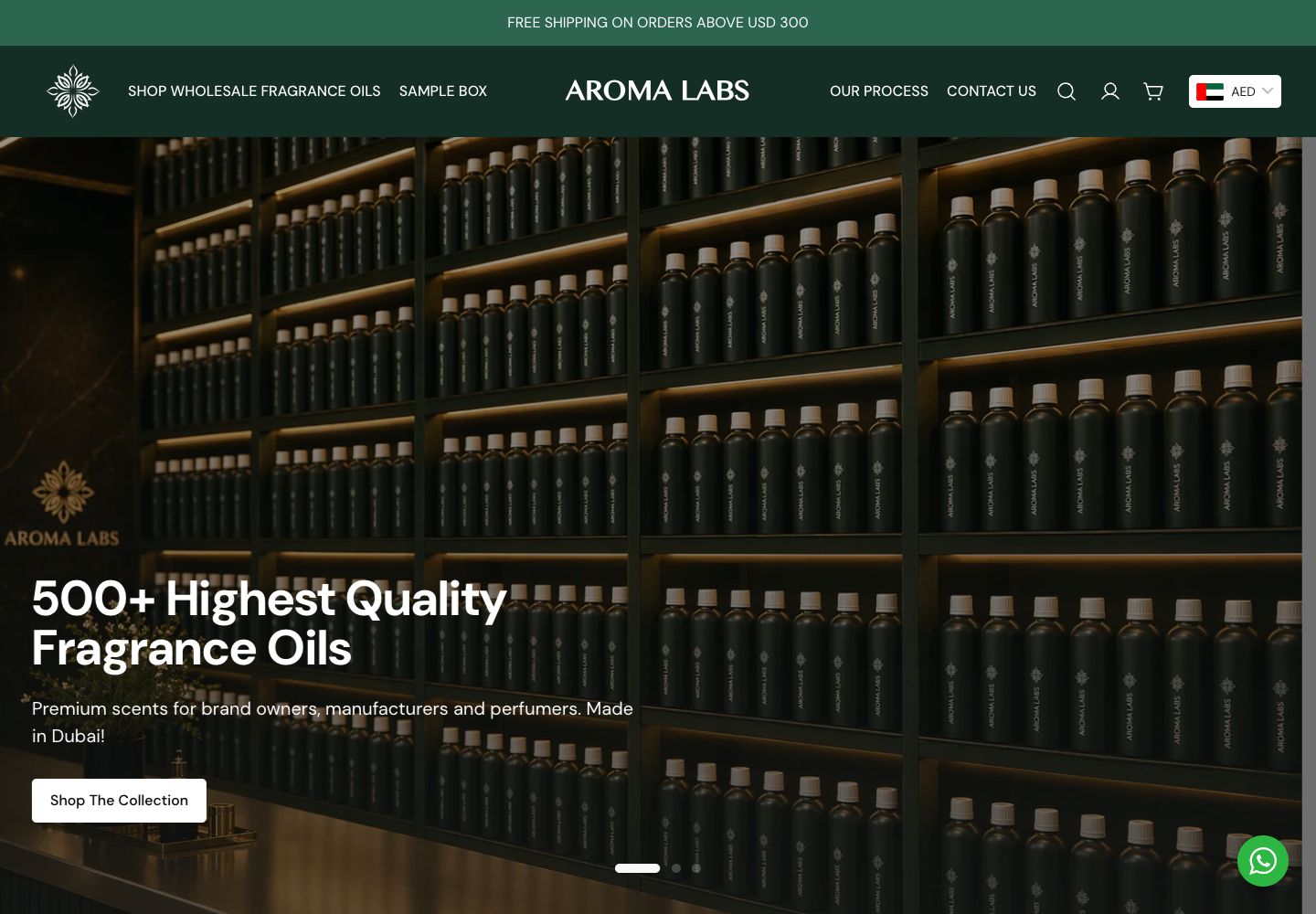 Aroma Labs live homepage